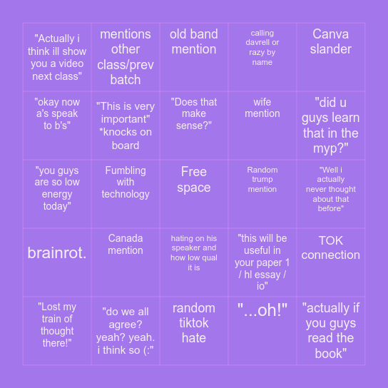 MR JOEL BINGO ! Bingo Card