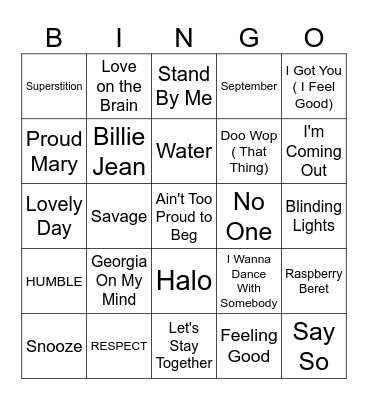 Music Bingo Card