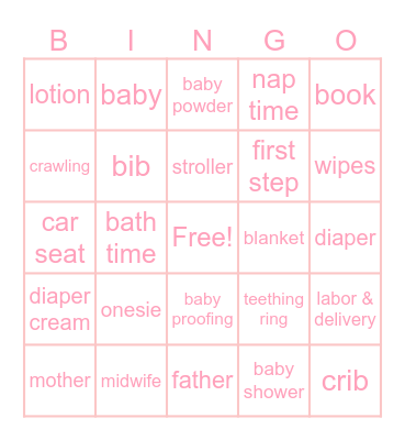 Baby Bingo Card
