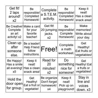 __________Bingo Card