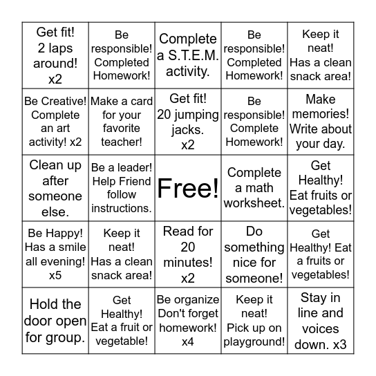 __________Bingo Card