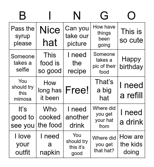BRUNCH TALK Bingo Card
