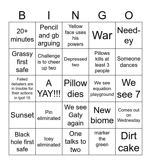 Tpot bingo Card