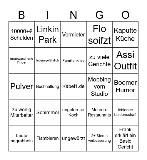 Rosins Bingo Card