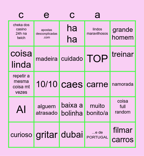 checka bingo Card