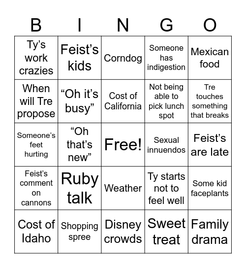 Disney day with Feist’s Bingo Card