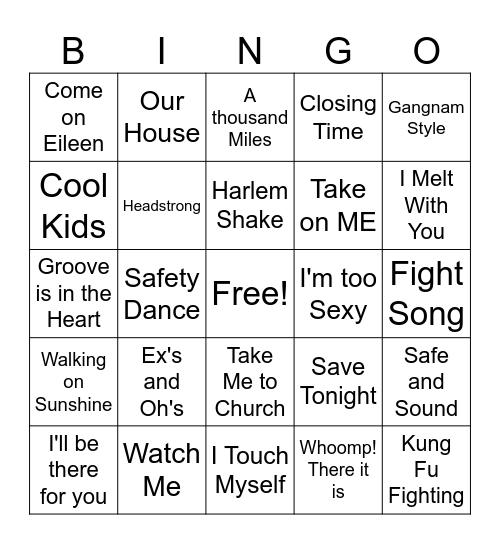 One Hit Wonders - UCA Bingo Card