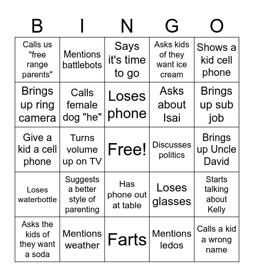 DAN Bingo Card