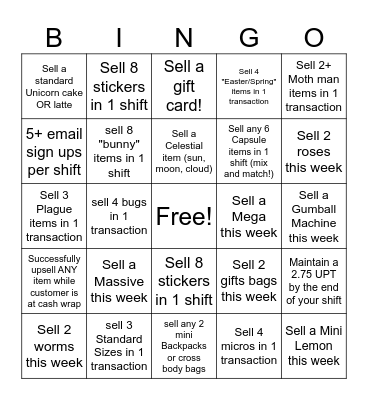 March Weekly Squishable Bingo Card