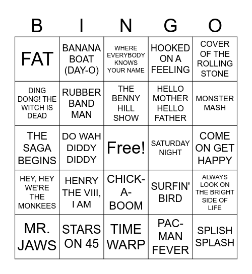 FUNKY FAVORITES Bingo Card