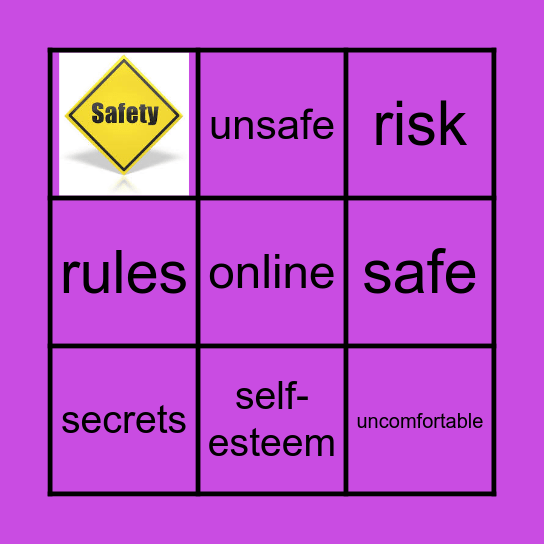 Year 2 -  Staying safe word bingo Card