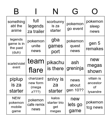 Pokemon Day 2025 Bingo Card
