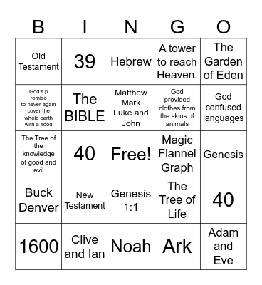 BIBLE DAY Bingo Card