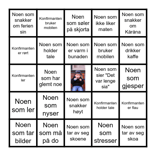 Konfirmasjonsbingo Card