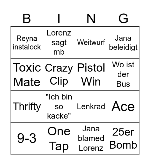 1234Valo Bingo Card