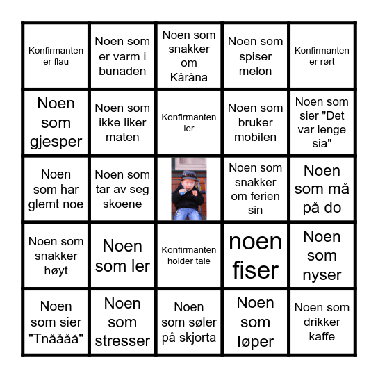Konfirmasjonsbingo Card