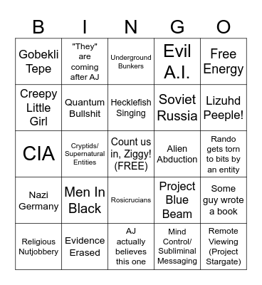 The Why Files Bingo Card