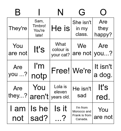 Untitled Bingo Card