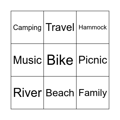 Summer Memories Bingo Card