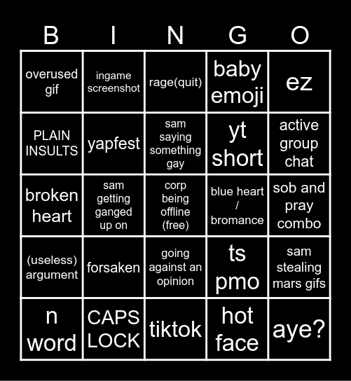 boxten gc BINGO Card