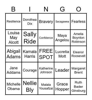 Women's History Month Bingo Card