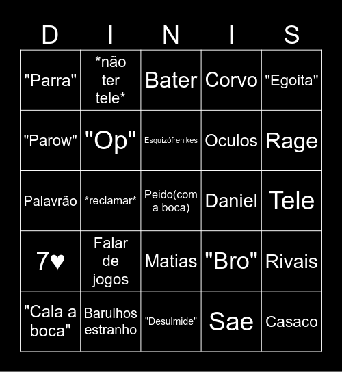 Dinis Bingo Card