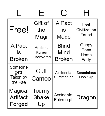 The Frosty Fest Lech Bingo Card