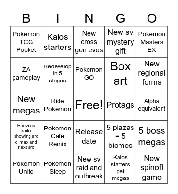 Pokemon Day Bingo Card