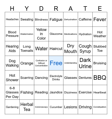 Health Bingo Card