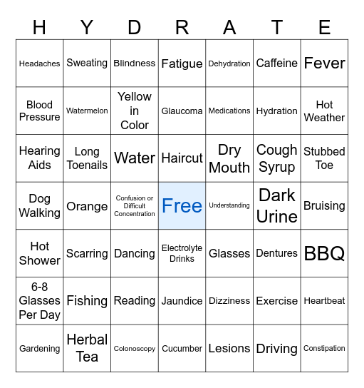 Health Bingo Card
