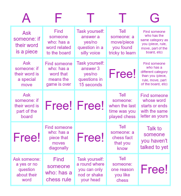 Who/What Am I Bingo Card