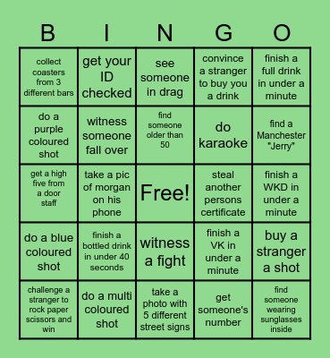 BAR BINGO Card