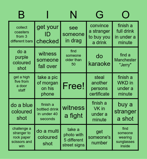 BAR BINGO Card