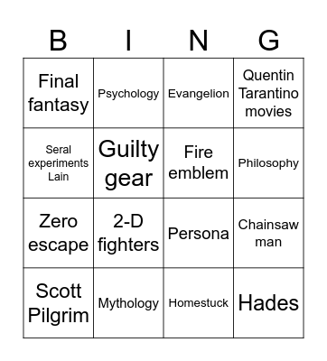 any of y'all fw this Bingo Card