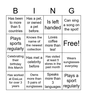 ESSLUX Retail Bingo Card