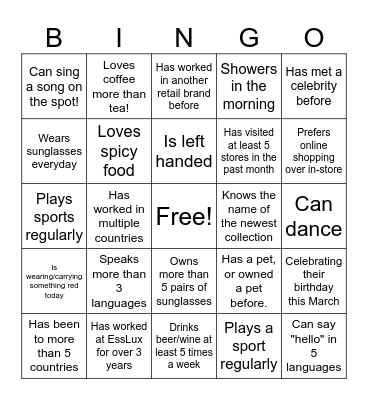 ESSLUX Retail Bingo Card