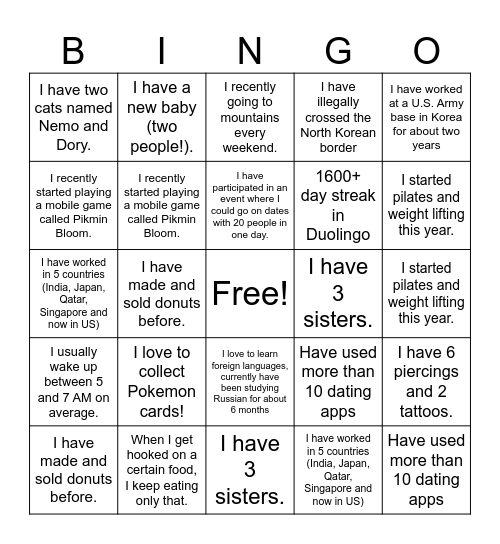 Tailor Team BINGO Card