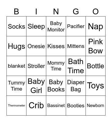 Baby Shower Bingo Card