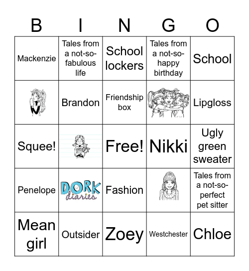 Dork Diaries Bingo Card