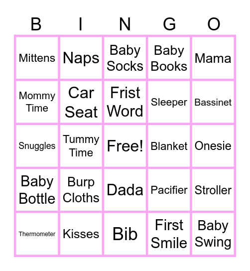 Baby Shower Bingo Card