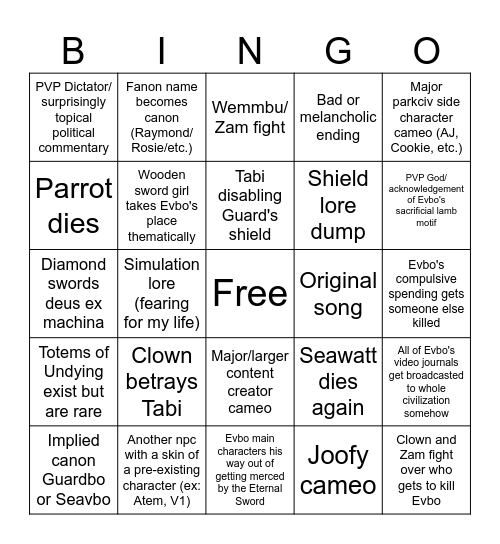 PVP Civ Season 2 Bingo Card