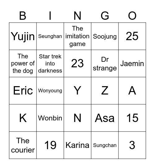 TAJ03YUJIN Bingo Card