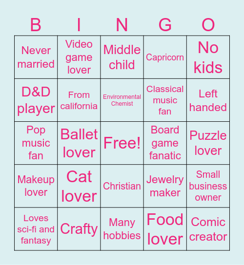 Pen pal bingo! Bingo Card