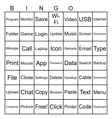 Emmy's Class Bingo Card