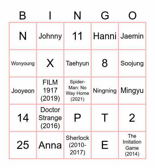 TAJ02NINGIE BINGO Card