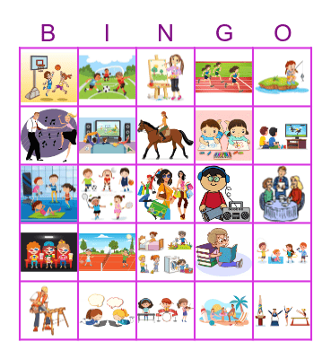 Free Time Activities Bingo Card