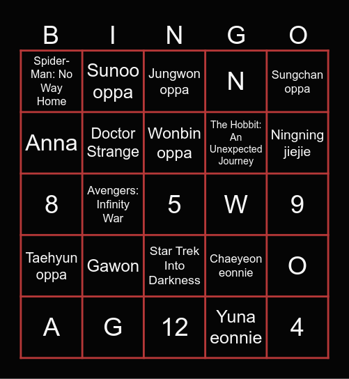 @TAJ05GAWON Bingo Card