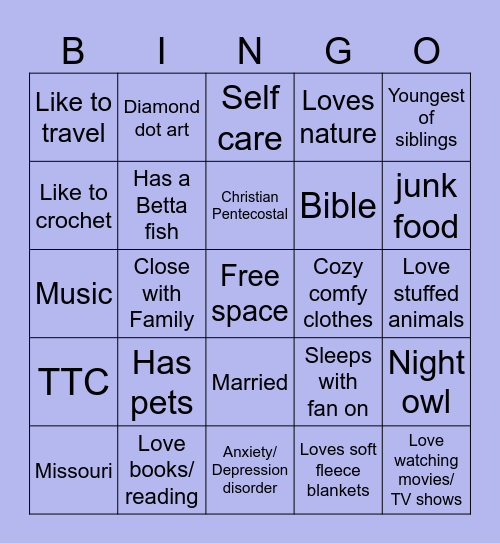 Regina's Penpal Bingo Card