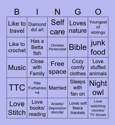 Regina's Penpal Bingo Card