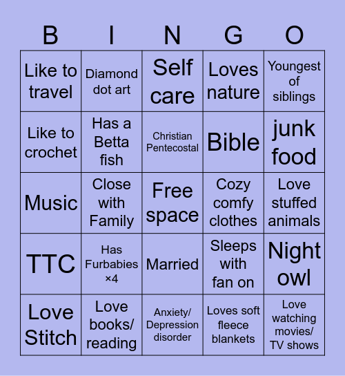 Regina's Penpal Bingo Card